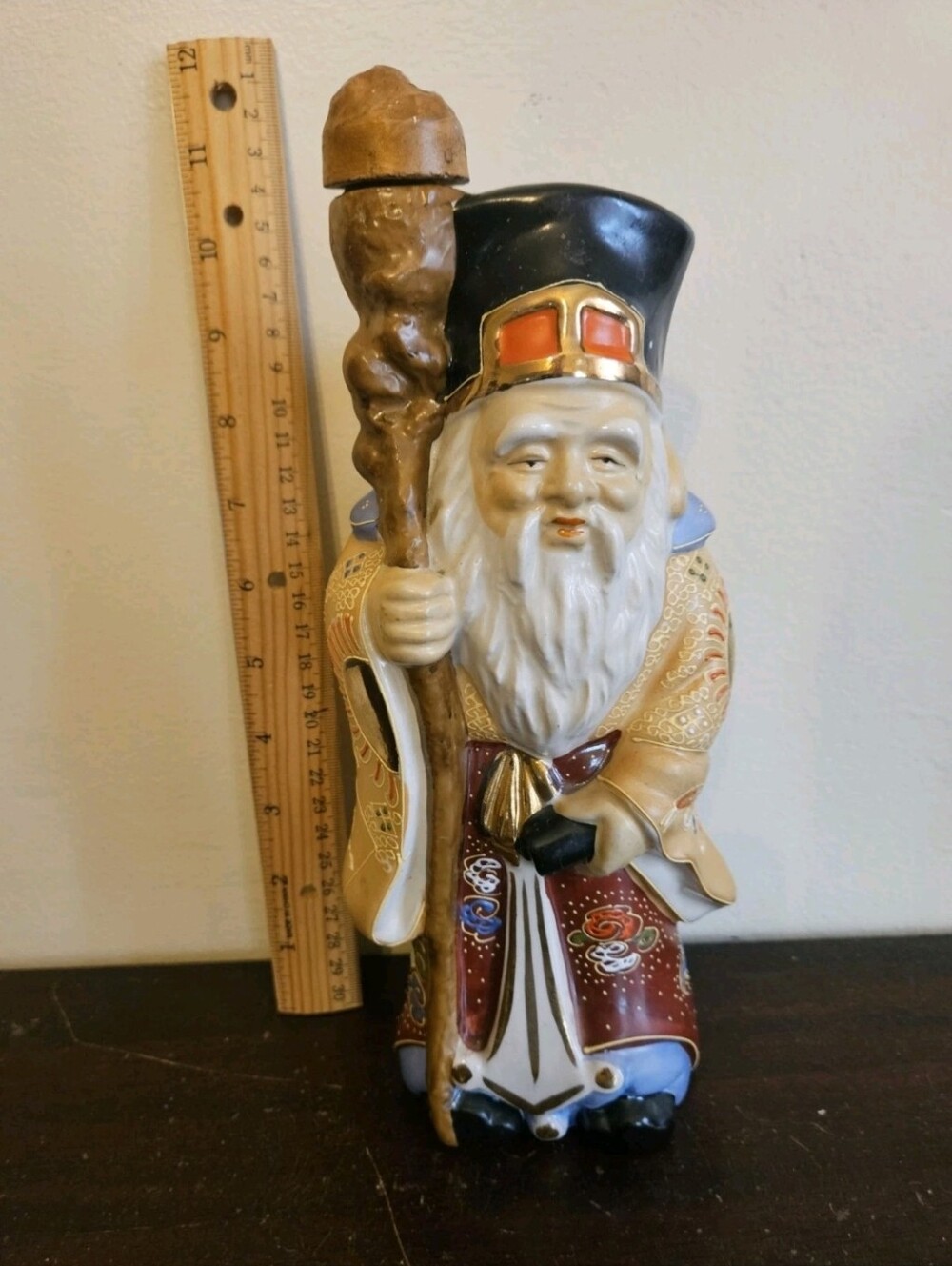 Vtg Kamotsuru Sake Decanter Jurojin Japanese Porcelain God Of Longevity W/Cork.